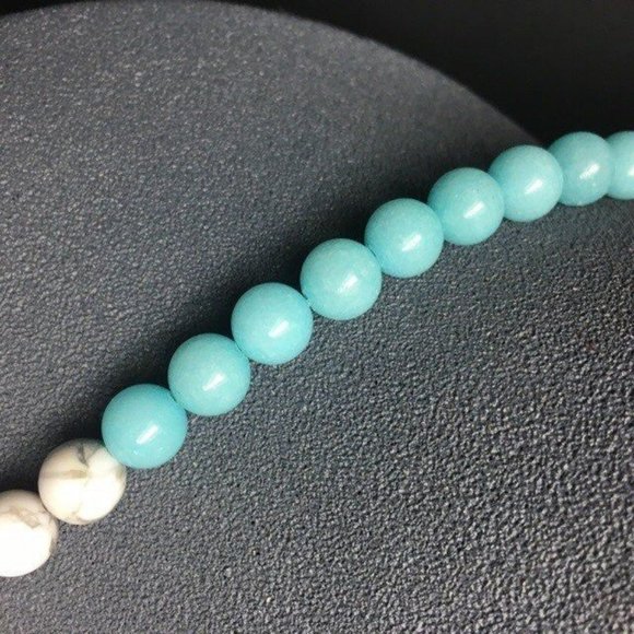 Shira Melody Magnolia Necklace Tassel Turquoise Blue Royal White Marbled BoHo - Picture 5 of 11